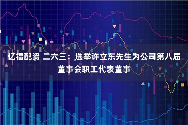 亿福配资 二六三：选举许立东先生为公司第八届董事会职工代表董事